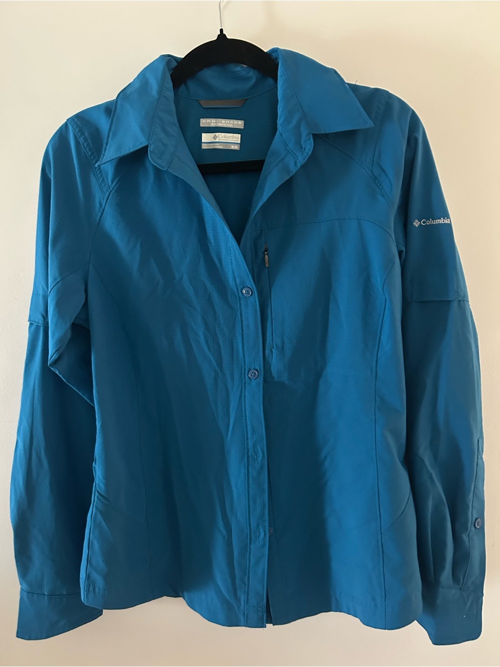 Columbia omni shade sun protection Women's Turquoise Button-Down Outdoor Shirt